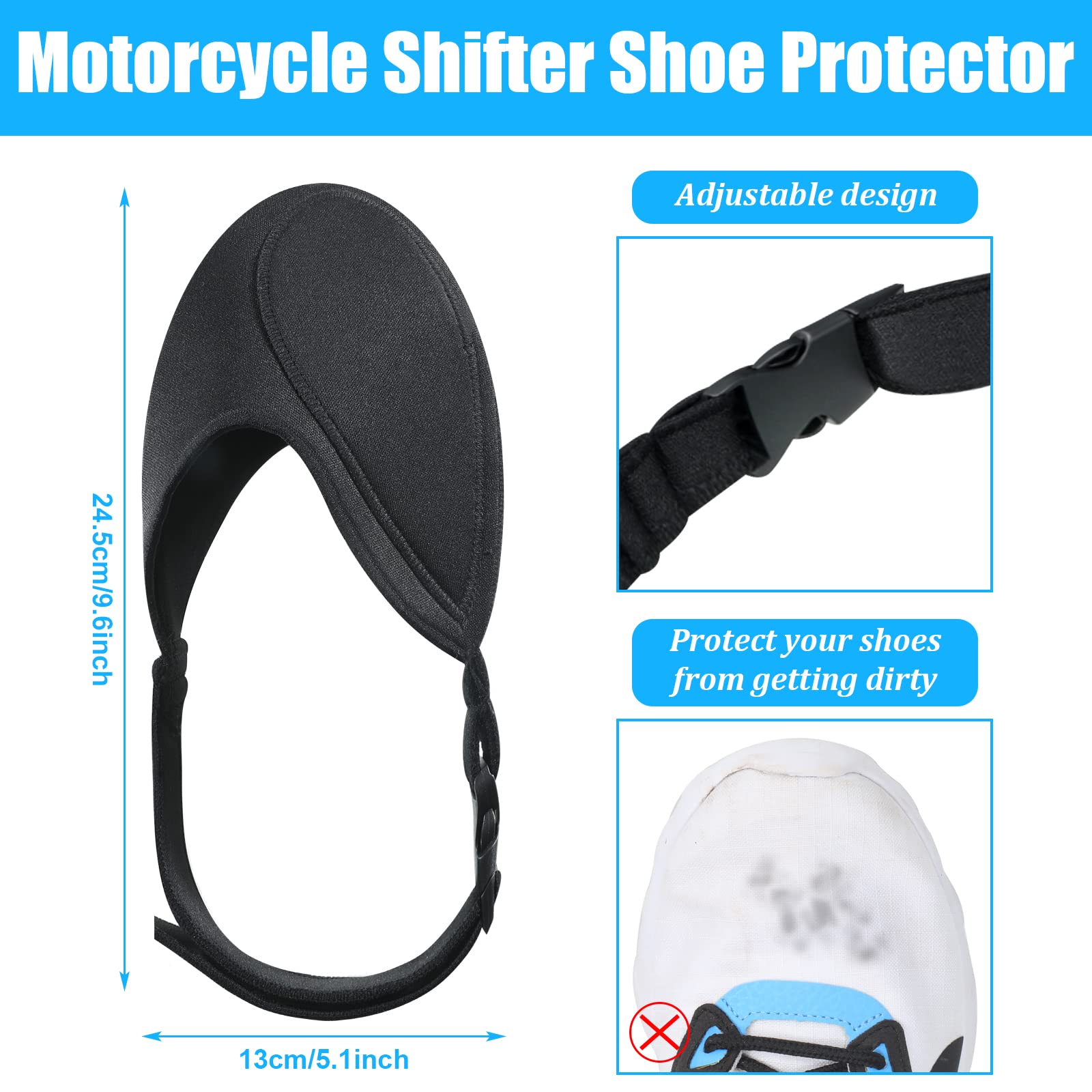 Tallew 2 Pack Motorcycle Shoe Protector - Shifter Cover & Boot Protector for Men & Women, Black