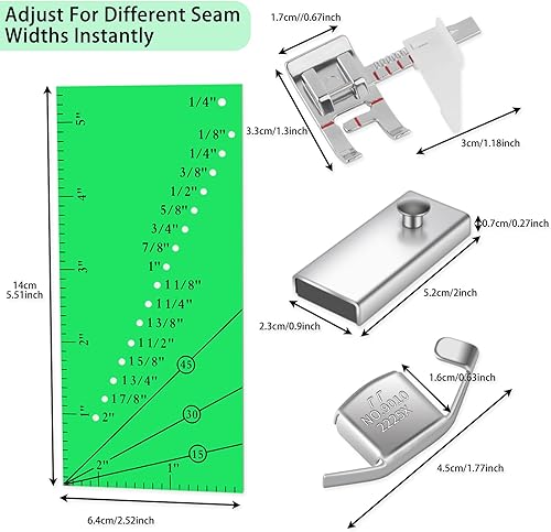 Miniatura 6 de Guía de costura magnética, regla de guía de costura, guía ajustable para máquina de coser, prensatelas para máquina de coser, 4 piezas de accesorios