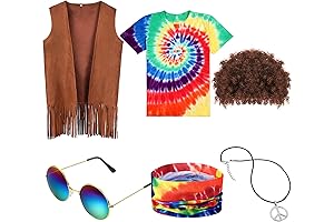 6 Pcs Hippy Costumes for Men - Rock the 60s and 70s with Style!
