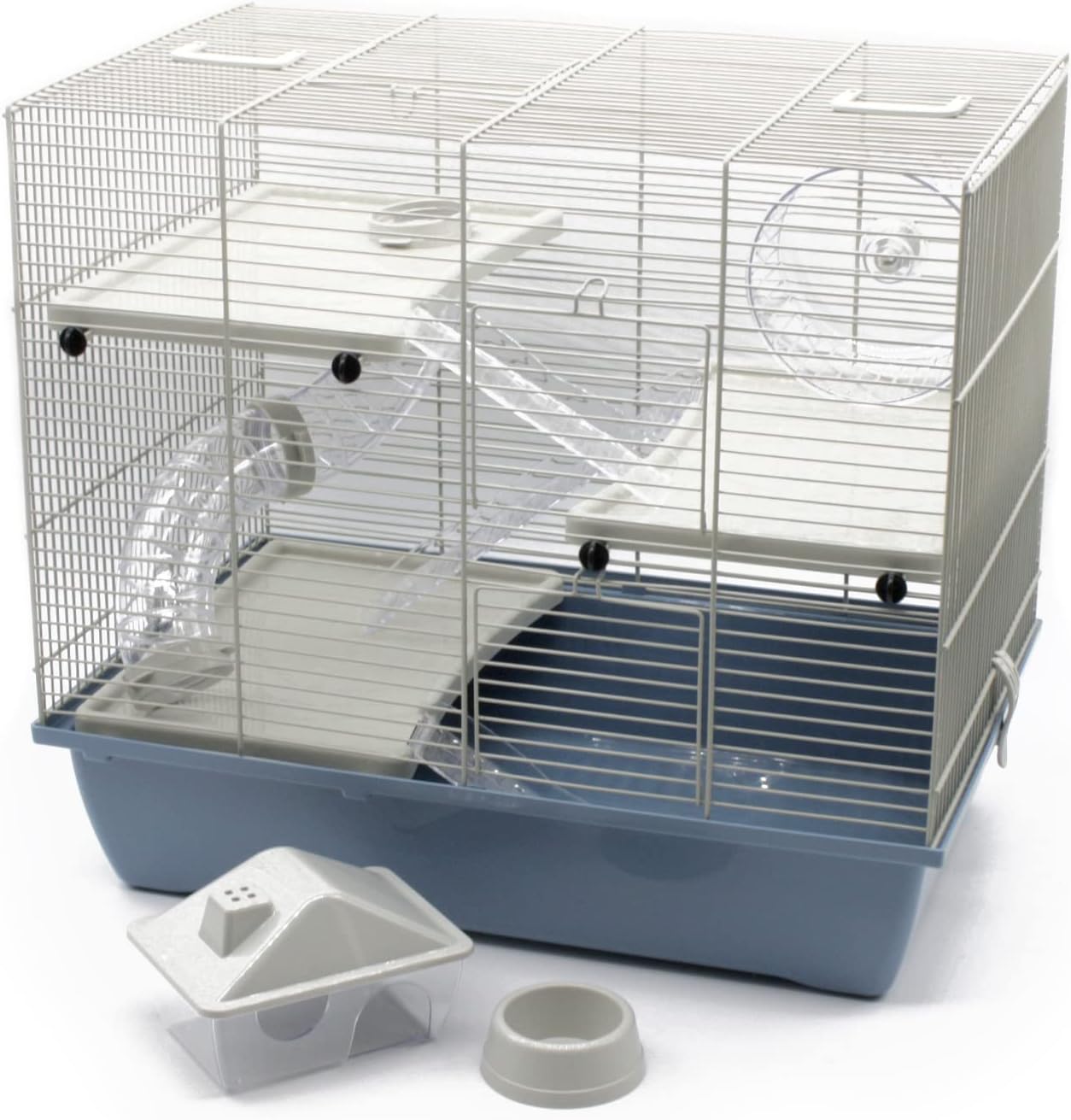 ZooPaul Deluxe Pastell Nagetierkäfig Hamsterkäfig in Grau Blau mit Zubehör für Kleintiere Nagetiere Hamster etc. ZooPaul Deluxe Pastell Nagetierkäfig Hamsterkäfig in Grau Blau mit Zubehör für Kleintiere Nagetiere Hamster etc.