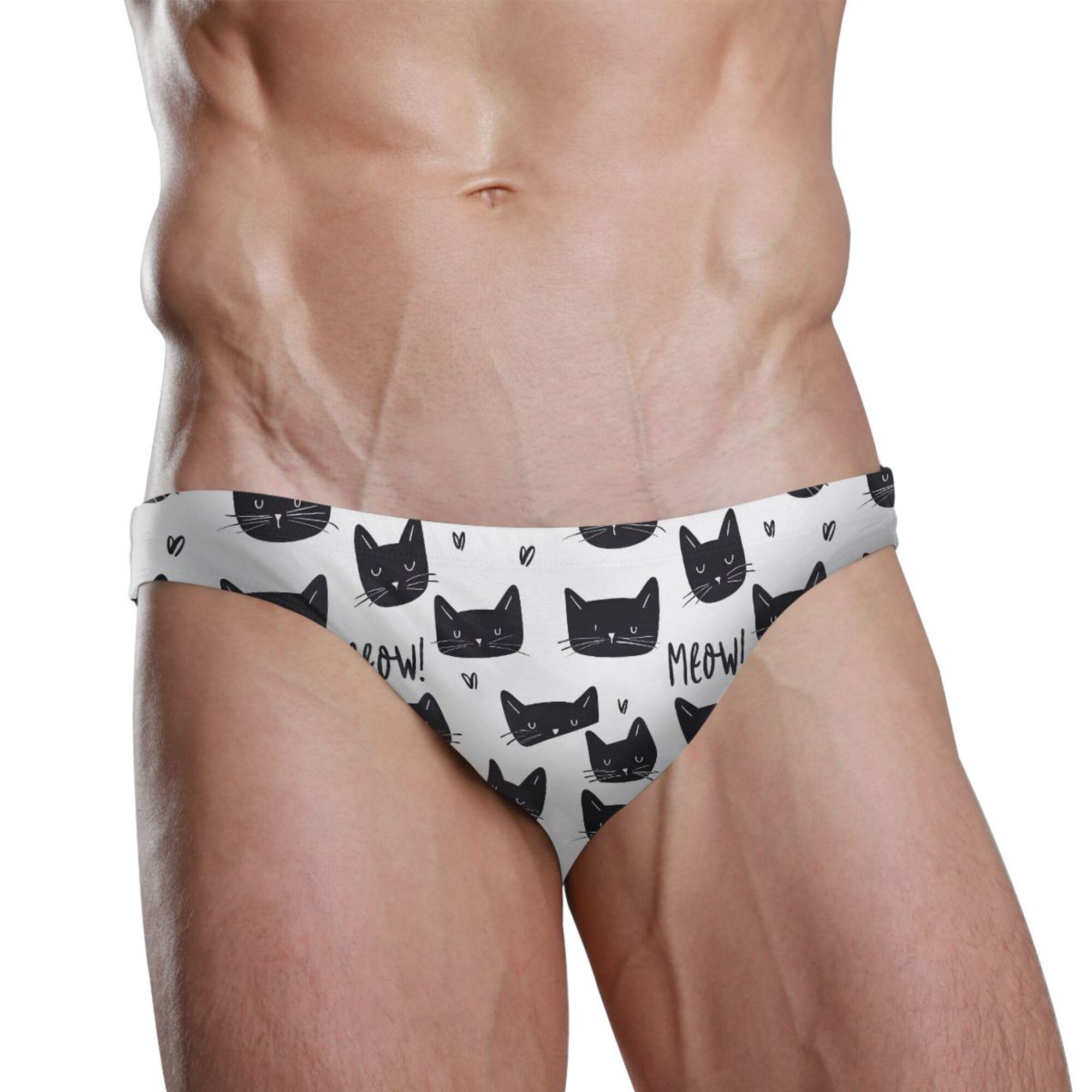 Men's Swim Briefs Cat Cute Animal Swimsuit Beach Swimwear Bikini M B0403515