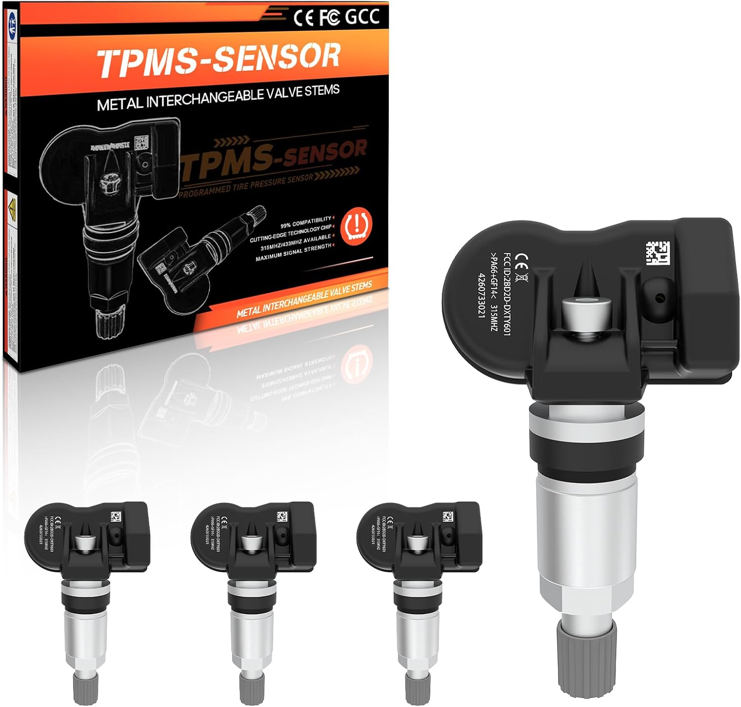FINDAUTO Tire Sensor, 315MHz Aluminum Tire Pressure Monitoring System TPMS Sensor Replacement 2005-2017 For Lexus 2006-2016 For Scion 2003-2019 For Toyota 42607-06011 42607-0C020 42607-33021 4Pack