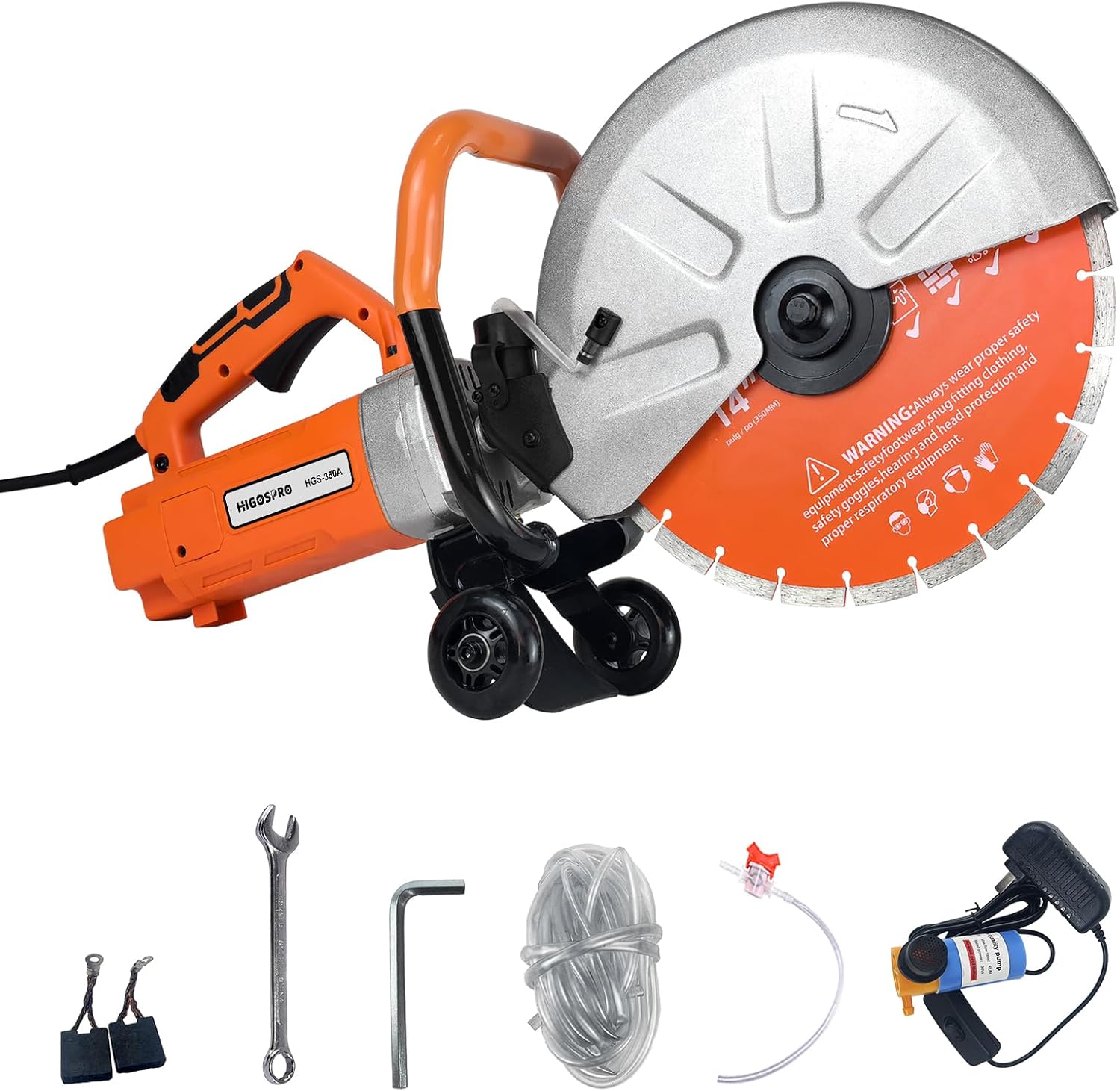 14-Inch Electric Concrete Saw 3000W, 110V Cut-Off Saw with Diamond Blade, 4.8 Max Cutting Depth, Heavy-Duty Cement Grinder for Asphalt, Brick, Stone