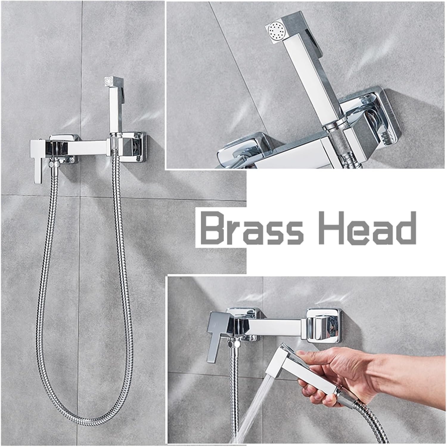 Bright Chrome Bidet Faucet Handheld Toilet Bidet Sprayer Set Self Cleaning Handheld Bidet Faucet Bathroom Handheld Sprayer Shower Spray Head(Chrome B)