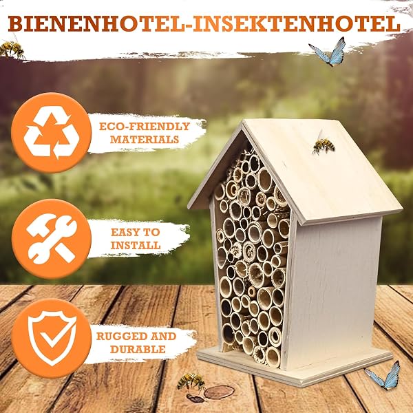 Casetta in Legno per Insetti, Rifugio Ecologico per Insetti, Alveare per Api Soli,per Giardino e Balcone, Hotel da Appendere Api e Vespe - 2