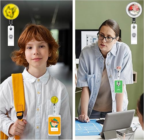 Miniatura 6 de Pixel - Carretes retráctiles para tarjetas de identificación (paquete de 6) con soporte para tarjetas de identificación (paquete de 2) portatarjetas