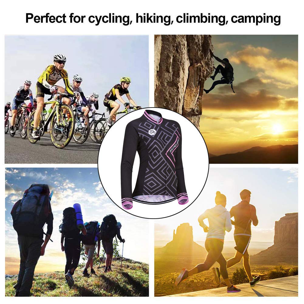 Damen Atmungsaktiv Schnelltrocknend Fahrradtrikot, Outdoor Lange Ärmel Radsport-Shirt