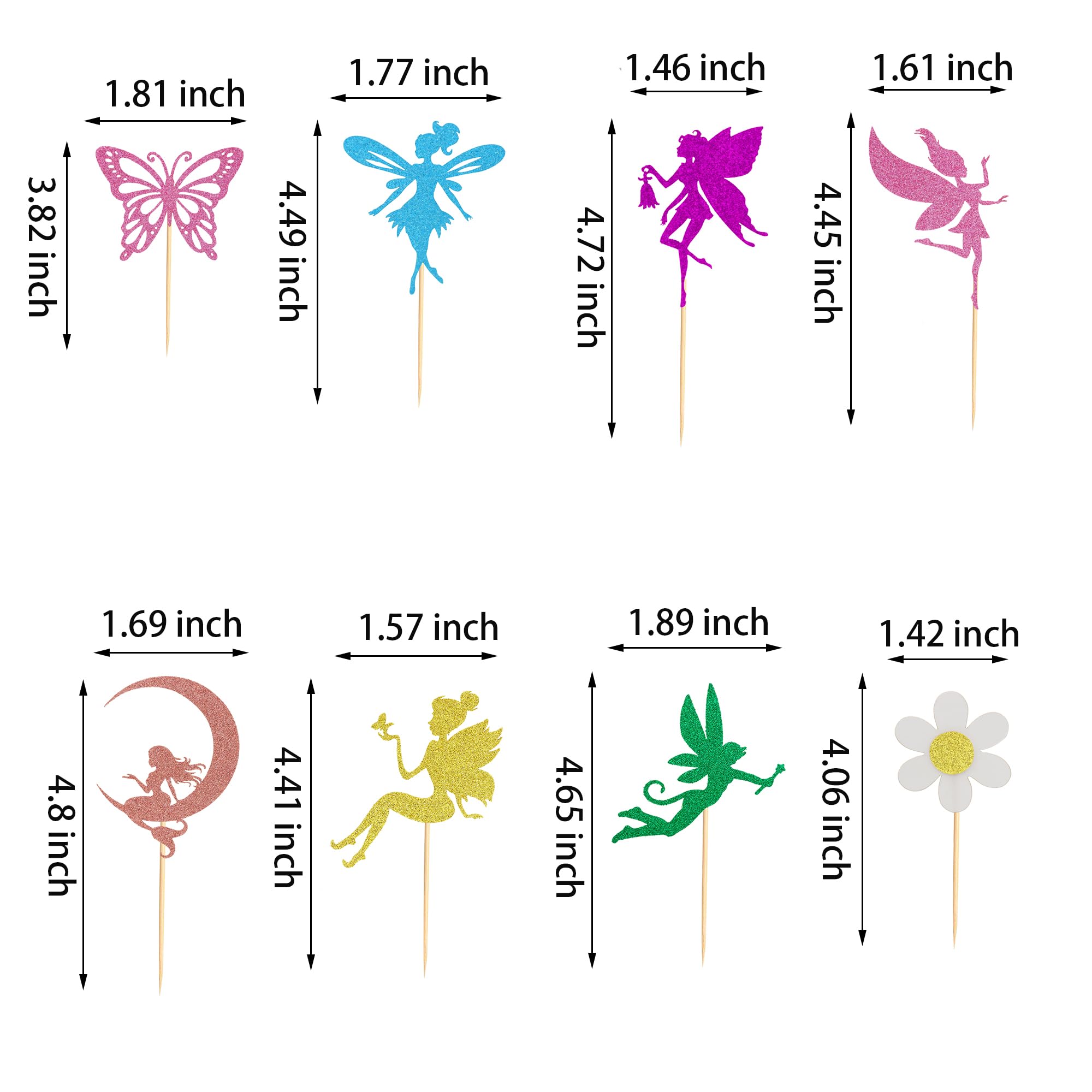 Arthsdite 24Pcs Fairy Cupcake Toppers Flower Angel Fairy Butterfly Flower Cupcake Picks for Wedding Bridal Shower Baby Shower Birthday Party Cake Decorations Supplies