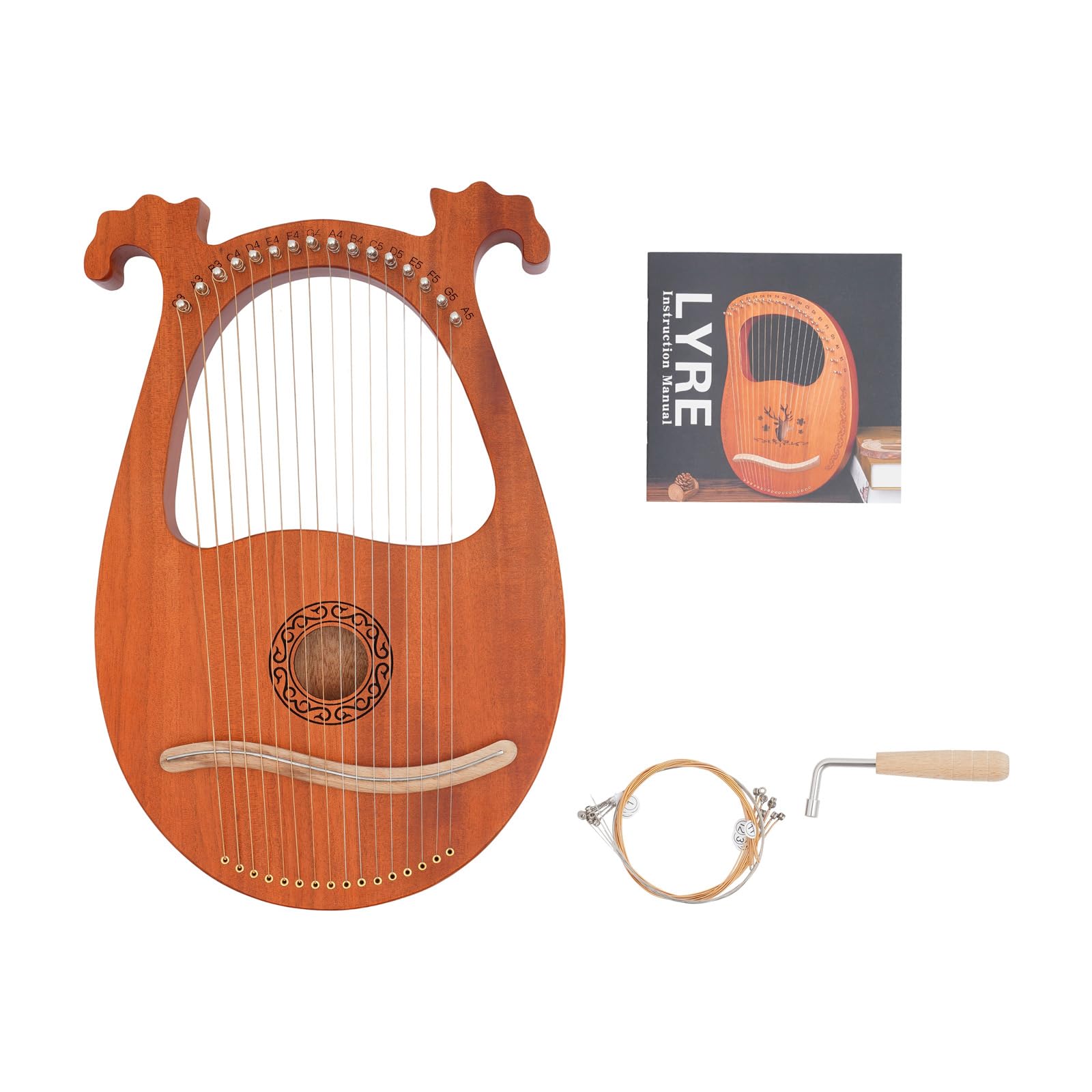 Arpa a 16 corde, effetto legno, portatile, laccata, elegante, adatta per gli amanti della musica, principianti ed esperti, palcoscenico, viaggi, casa