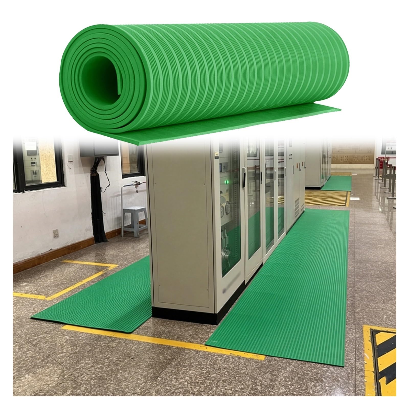 Zjkxjh Green Electrical Insulating Rubber Mat 6/10/25/35Kv Electrical Insulating Mat, High Voltage Electrical Safety Insulating Mat For Switchgear Rooms/Power Plants/Substations(,14Ft X 3.3Ft X 0.3In)