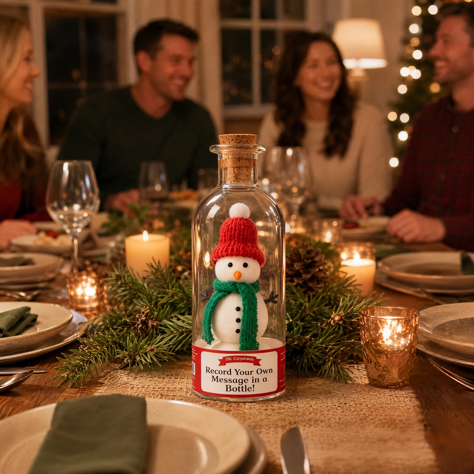 Messaggio dell'albero di Natale in una bottiglia, decorazione natalizia | Ornamento del pupazzo di neve della rosa dell'albero di vetro con voce registrabile, regali decorativi speciali di Natale