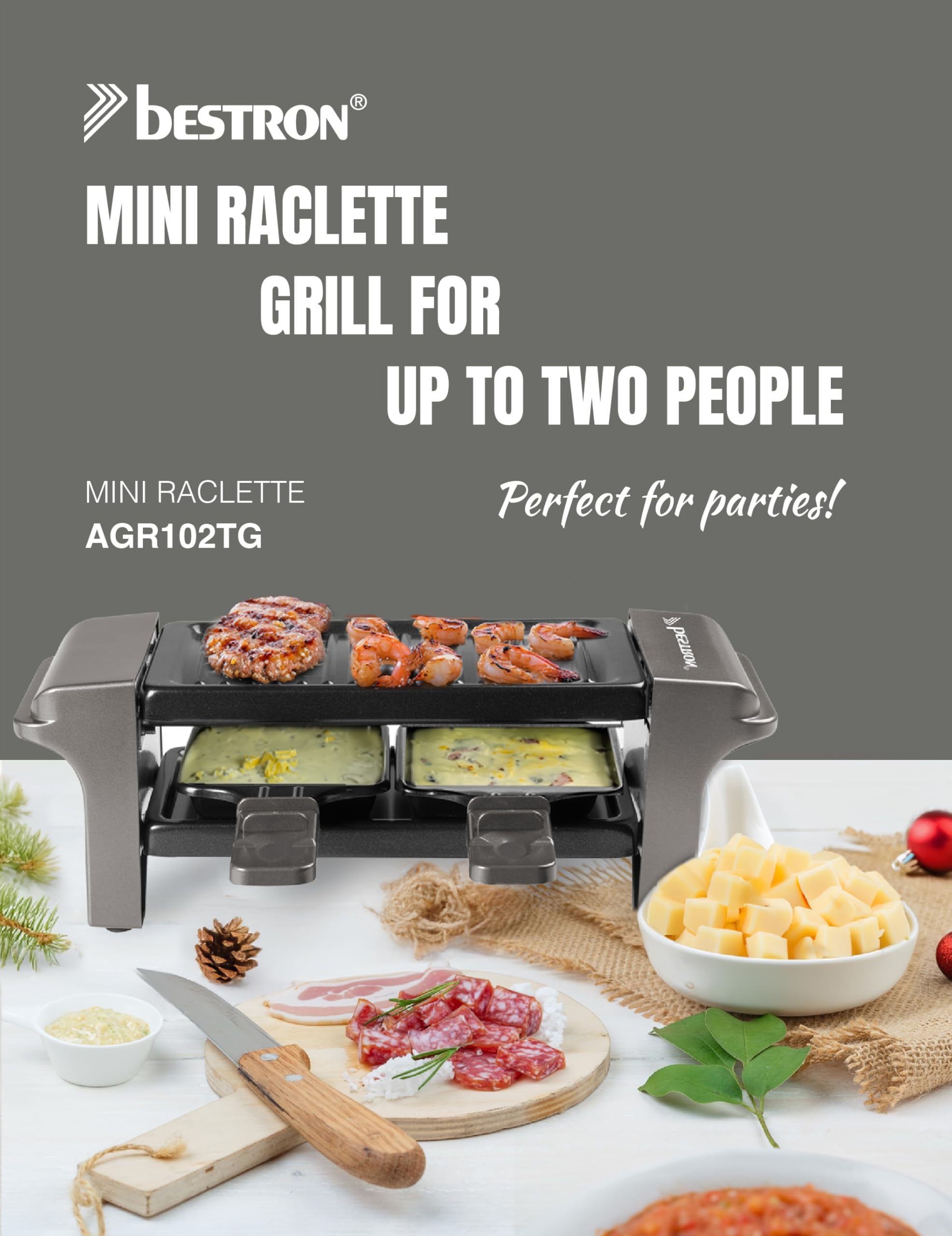 Appareil à raclette 2 Personnes,Raclette à la bougie,Mini Grill