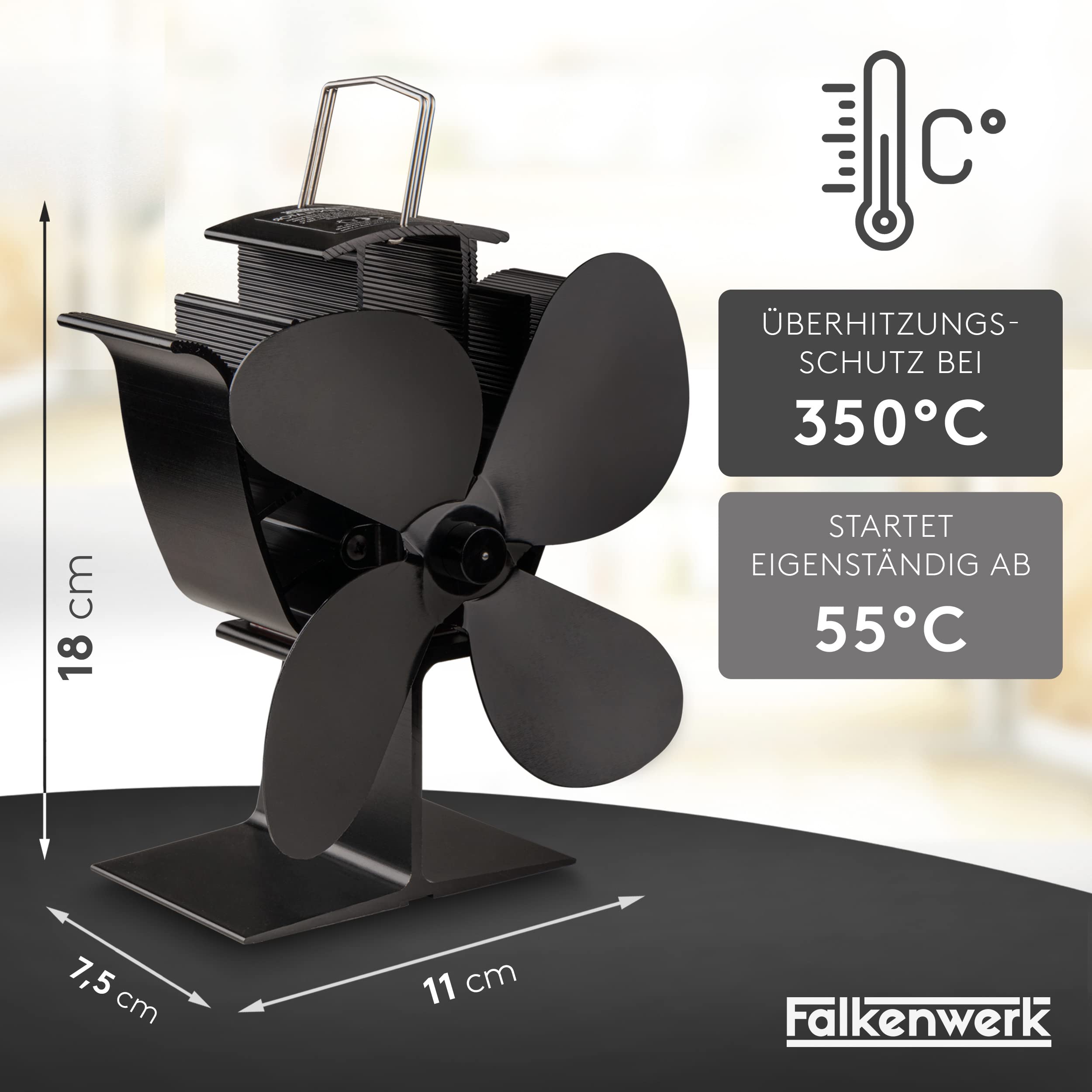 Stille Kachelventilator Zonder Stroom met Thermometer - Efficiënte