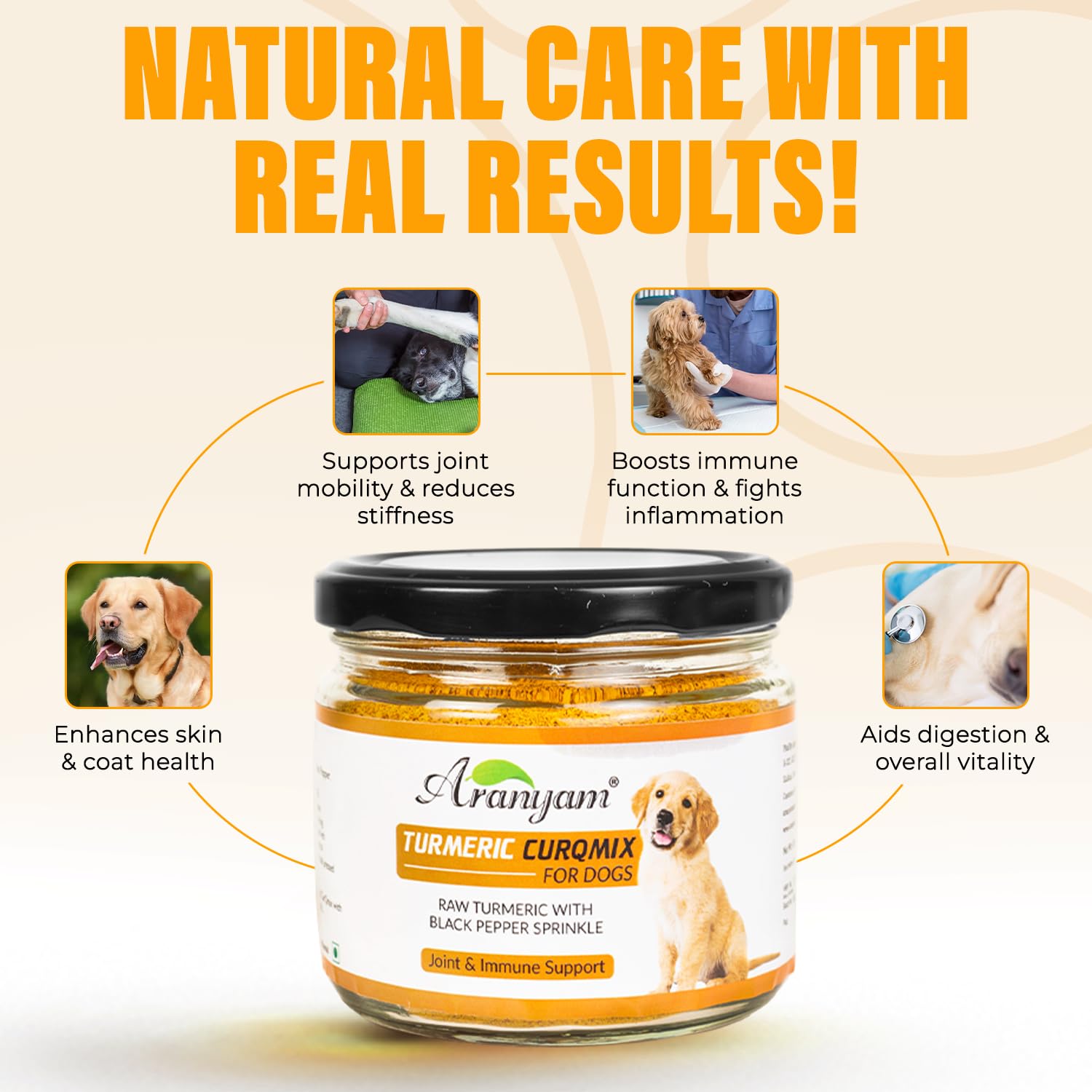 Aranyam Lakadong Turmeric CurQmix for Dogs - 110g | Joint & Immune Support Supplement for Dogs | Anti-Inflammatory, Mobility Booster & Nutritional Sprinkler for Dog 3
