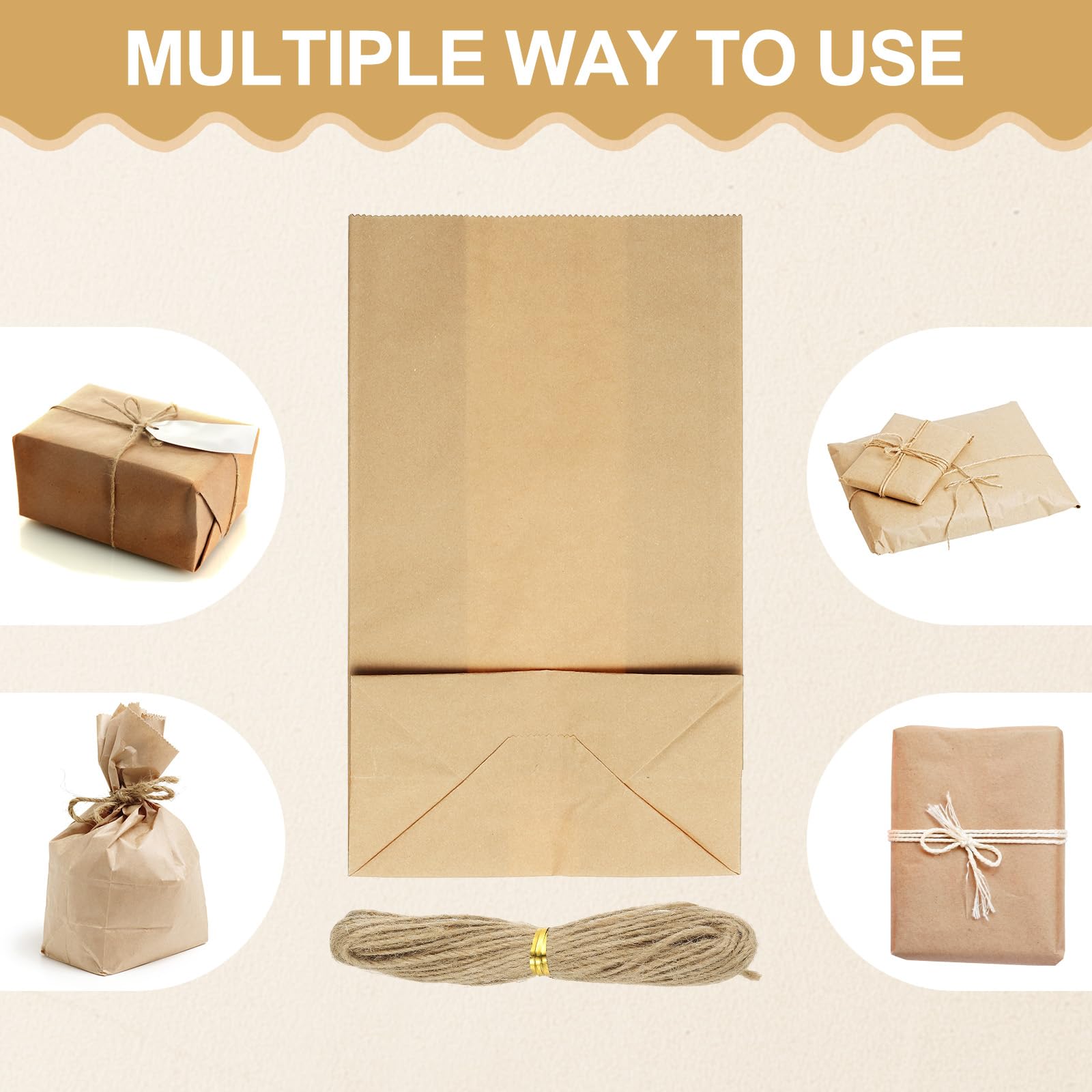 PATIKIL 50 Pcs Kraft Paper Treat Bags - Image 3