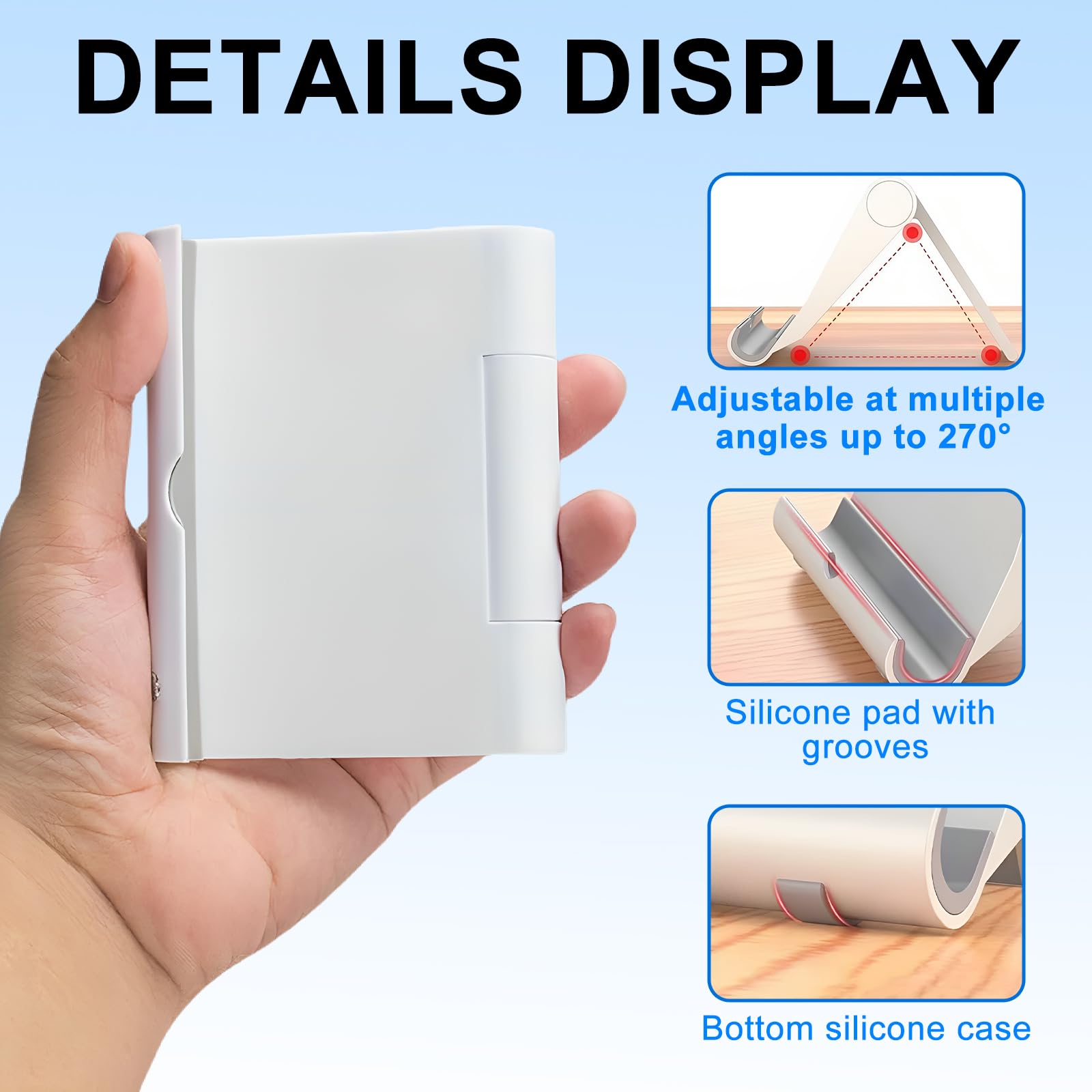 4 Soportes de Mesa Ajustables y universales para móviles, Soporte Plegable Antideslizante de plástico para Escritorio, Compatible con Smartphones y tabletas de 4 a 11 Pulgadas