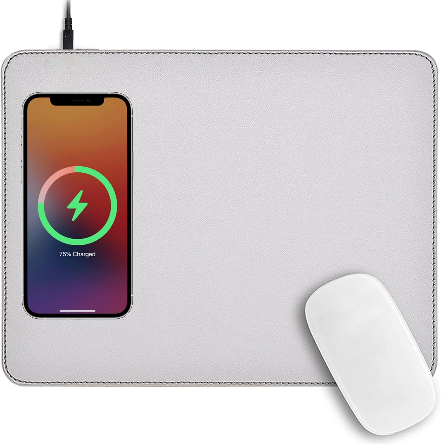 Mouse Pad with Wireless Charging Leather Mousepad with QI Phone Wireless Charger Station Computer Mouse Mat 12×10 Waterproof with Anti-Slip Rubber Base for iPhone, Laptop, Office & Home Mouse Pad with Wireless Charging Leather Mousepad with QI Phone Wireless Charger Station Computer Mouse Mat 12×10 Waterproof with Anti-Slip Rubber Base for iPhone, Laptop, Office & Home