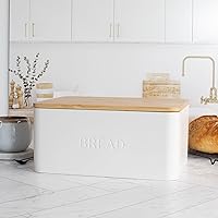 ZICOTO Bread Box with Bamboo Cutting Board Lid - Keeps Homemade Bread, Bagels & Muffins Fresh on Kitchen Countertop