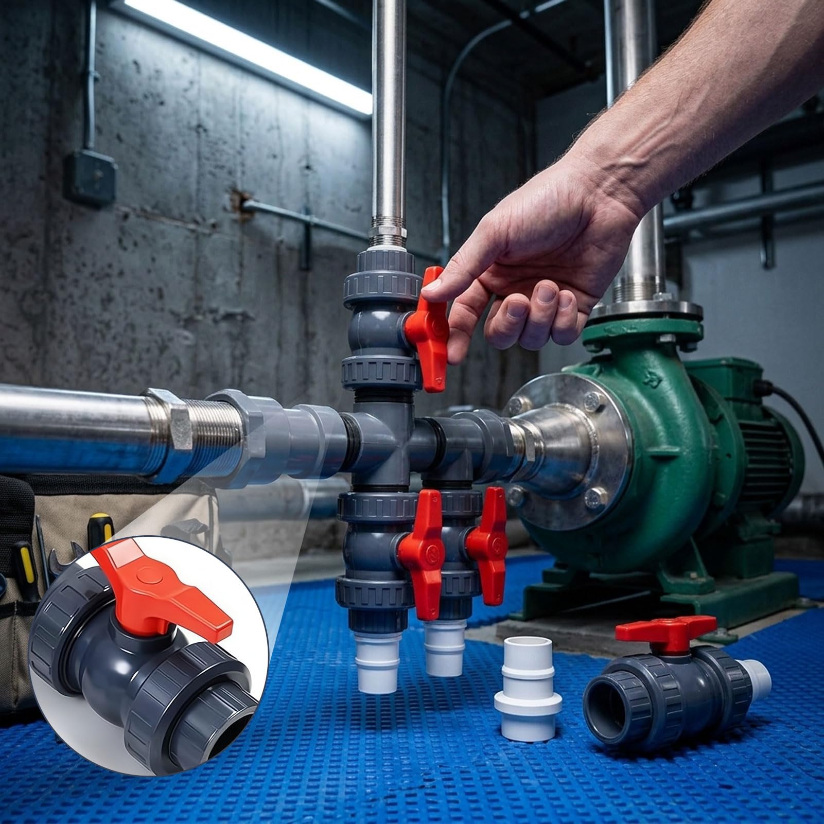 Kit de raccordement pour piscine - Diamètre : 50 mm - Pompe à chaleur avec tuyaux - Chauffage solaire de piscine - Bypass - Kit de dérivation