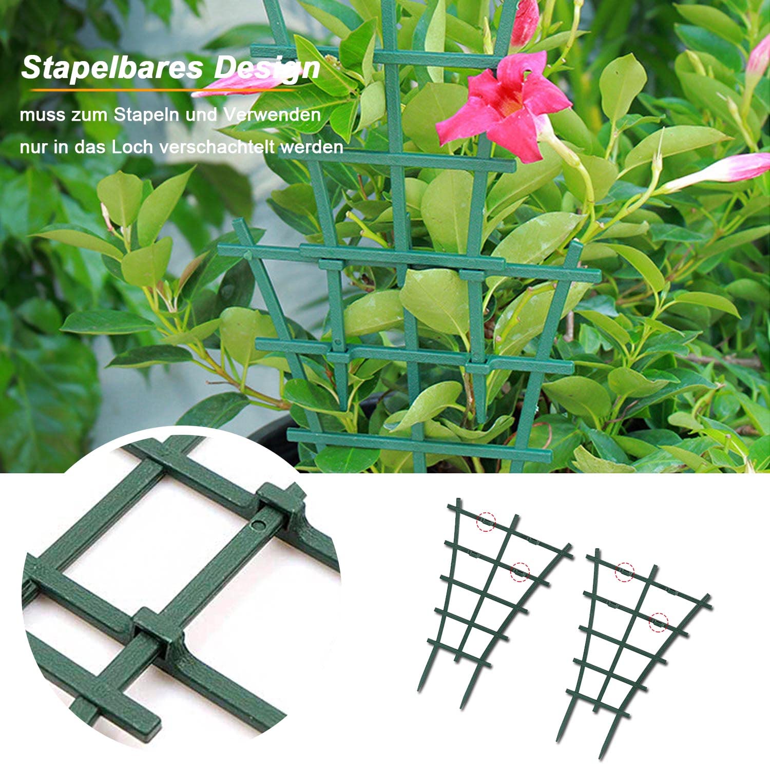 Supporti Per Piante Rampicanti - 6 Pezzi In Plastica Verde Per Giardino - Foto 7