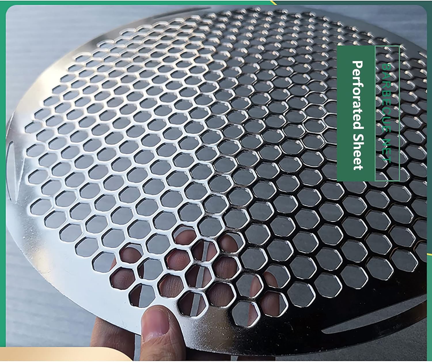 Round BBQ Grill Pan, 304 Stainless Steel Grill Topper Grid, Barbecue Stainless Steel Perforated Sheet