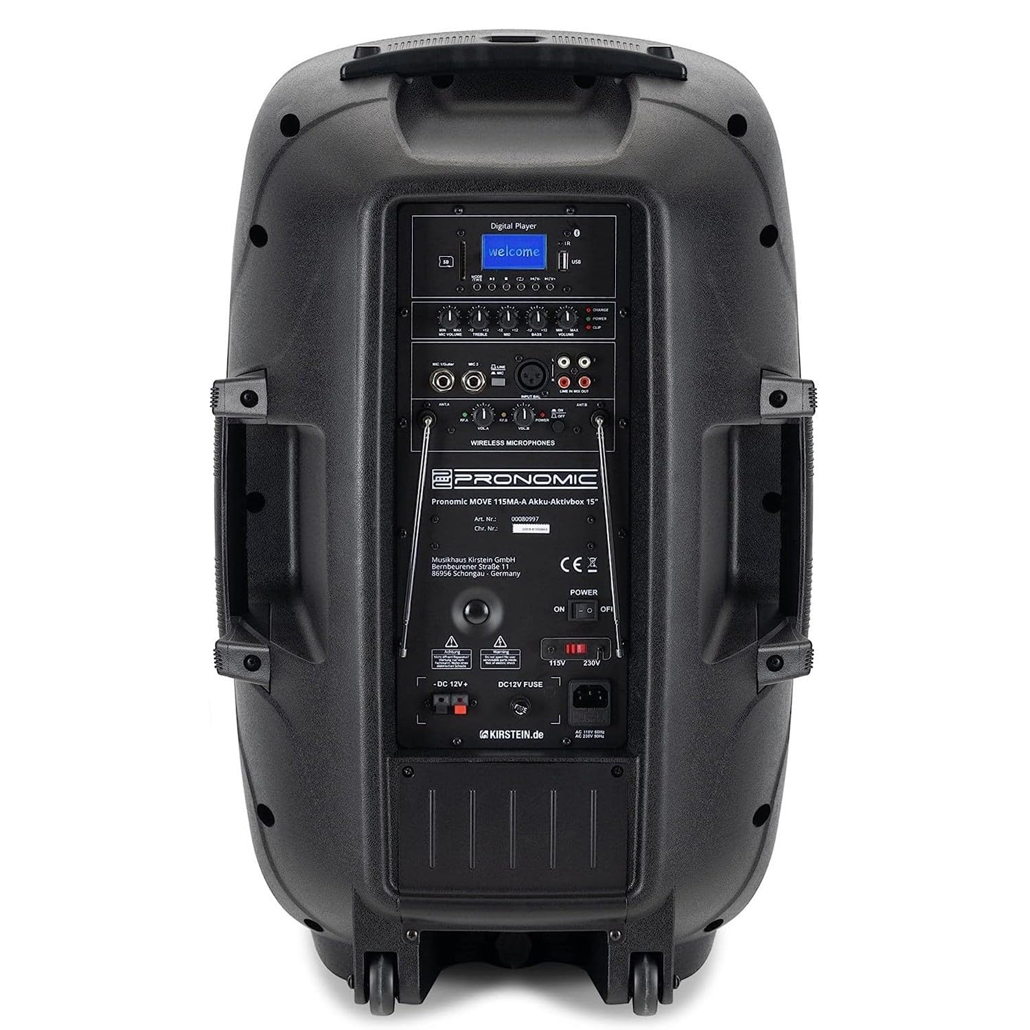 Enceinte Active Sono Pro - Pronomic Move 115MA-A -15'', 2 Micros sans Fil Main et Serre tête - USB, SD, Bluetooth, Support Pied