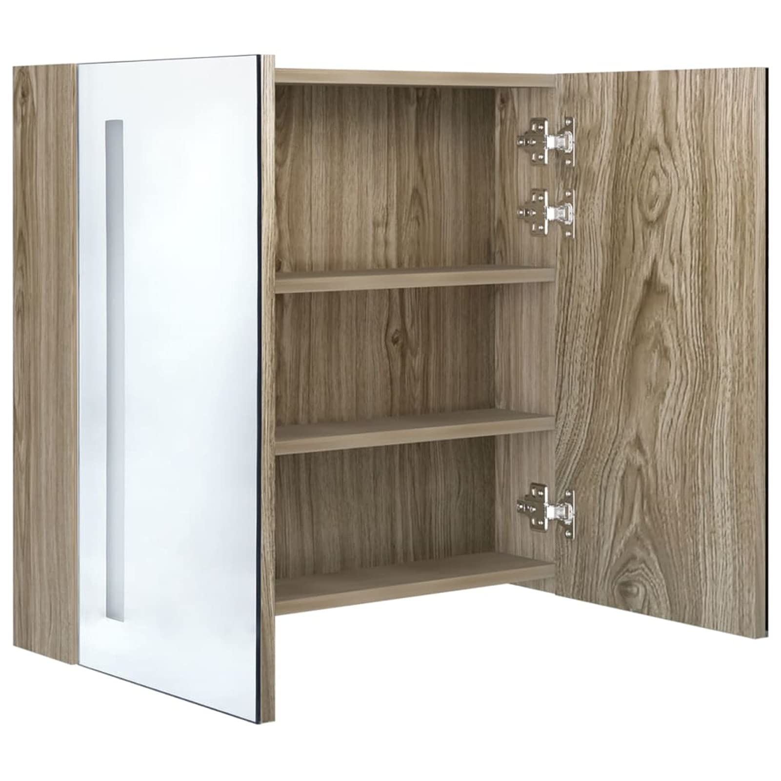 Armario de baño con Espejo y LED Color Roble 62x14x60 cm Almacenaje BañO