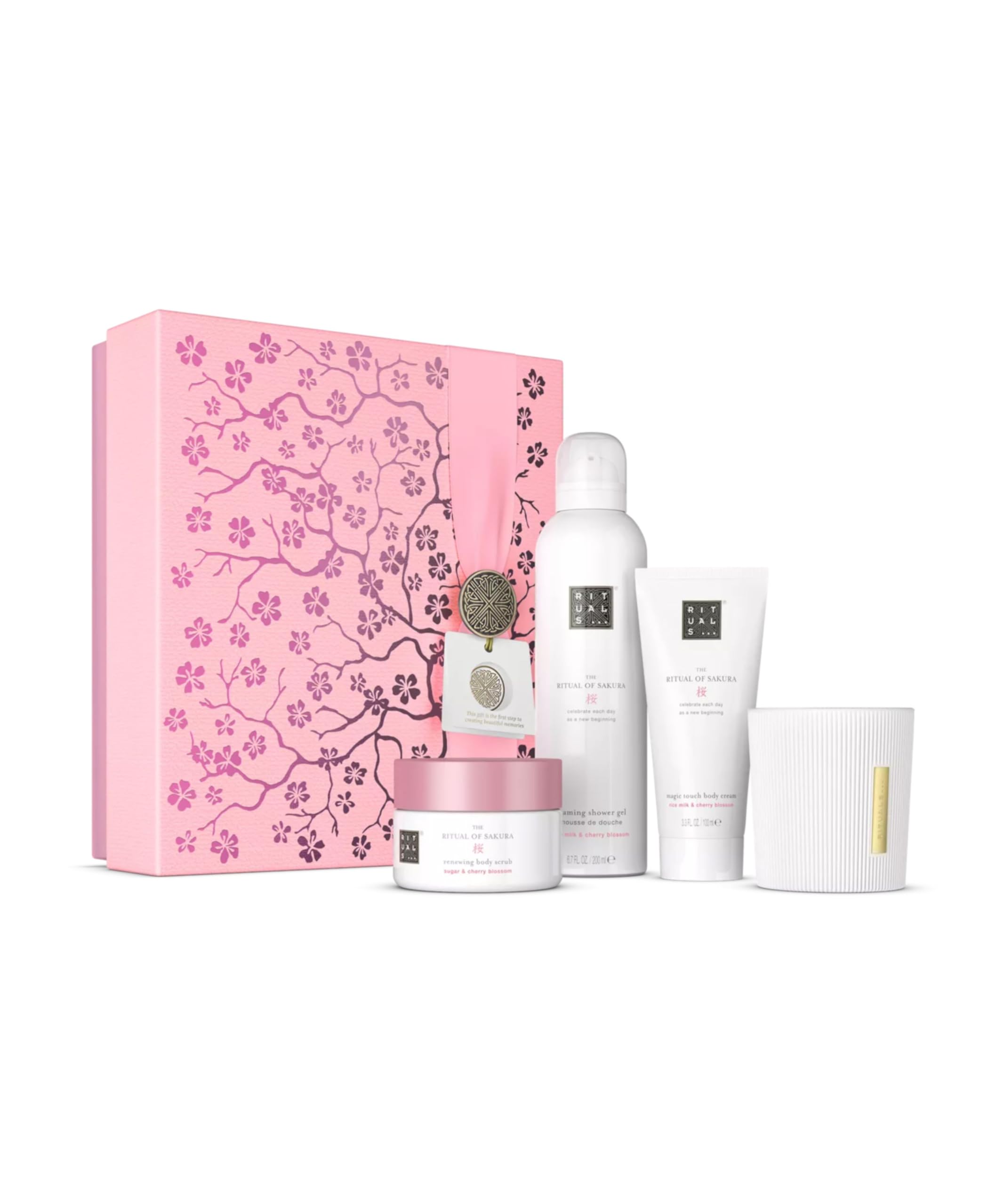 RITUALS Gift Set The Ritual of Sakura Medium - Home and Skincare Products Enriched with Cherry Blossom and Rice Milk - Bath Gift Box with Renewing and Soothing Properties