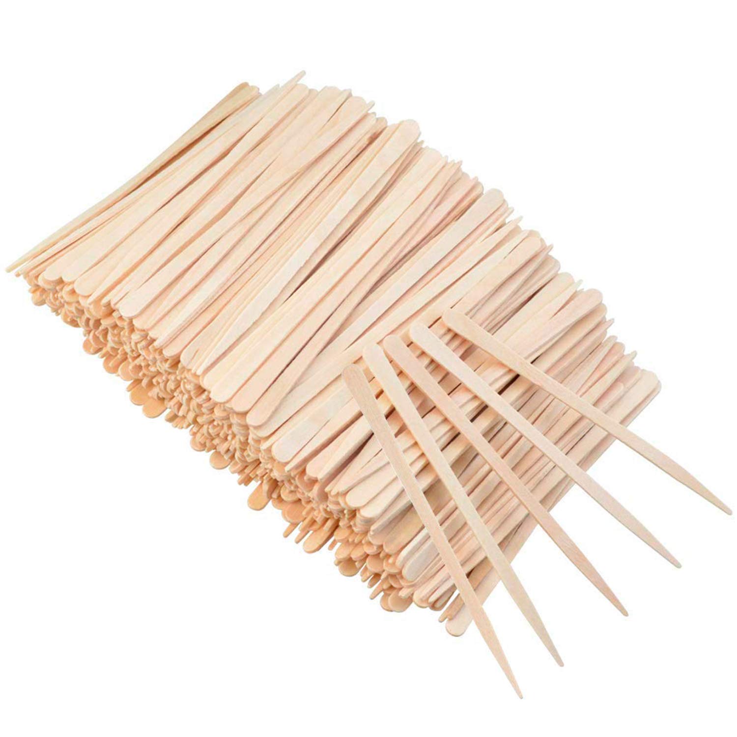 DELFINO 100 Pack Wooden Waxing Sticks, Wax Spatulas Sticks Small Wax Applicator Sticks Wood Craft Sticks Spatulas Applicator for Hair Eyebrow Nose Removal (Without Handle) (Disinfected)