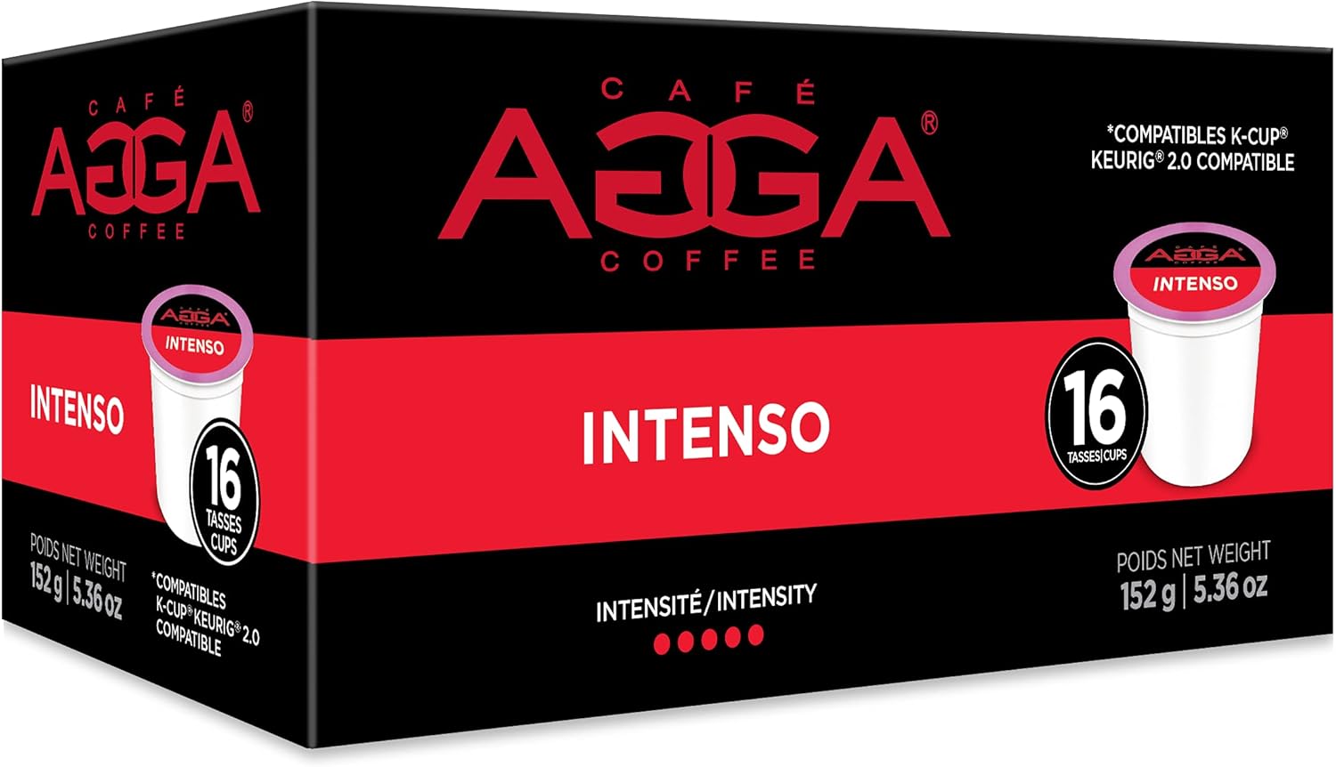 Café Agga Keurig Coffee Pods Intenso Recyclable, BPAFree, Kosher, Certified 100 Arabica