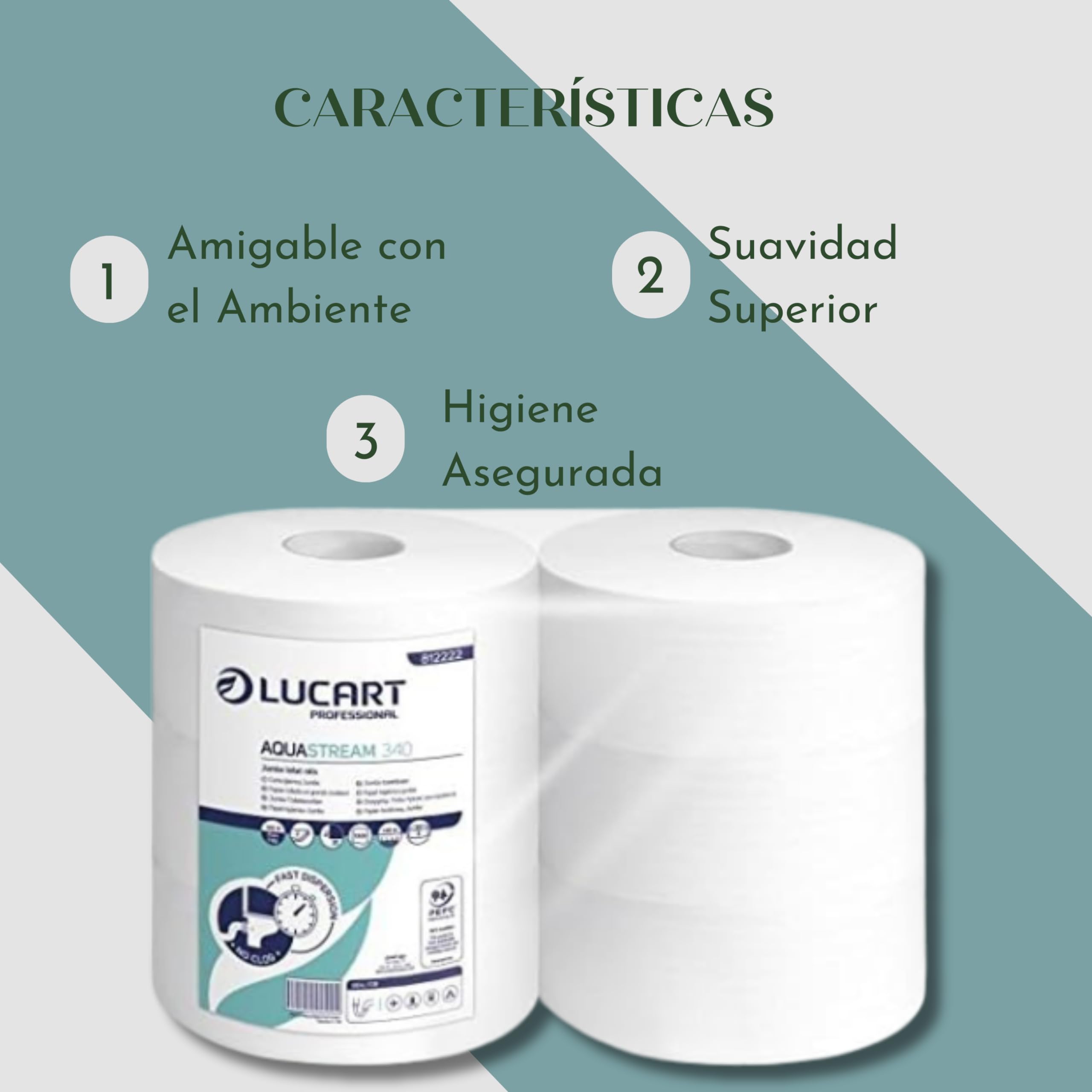 Lucart CARTAIGIENICA AQUASTREAM Mini Jumbo 12 Rotoli