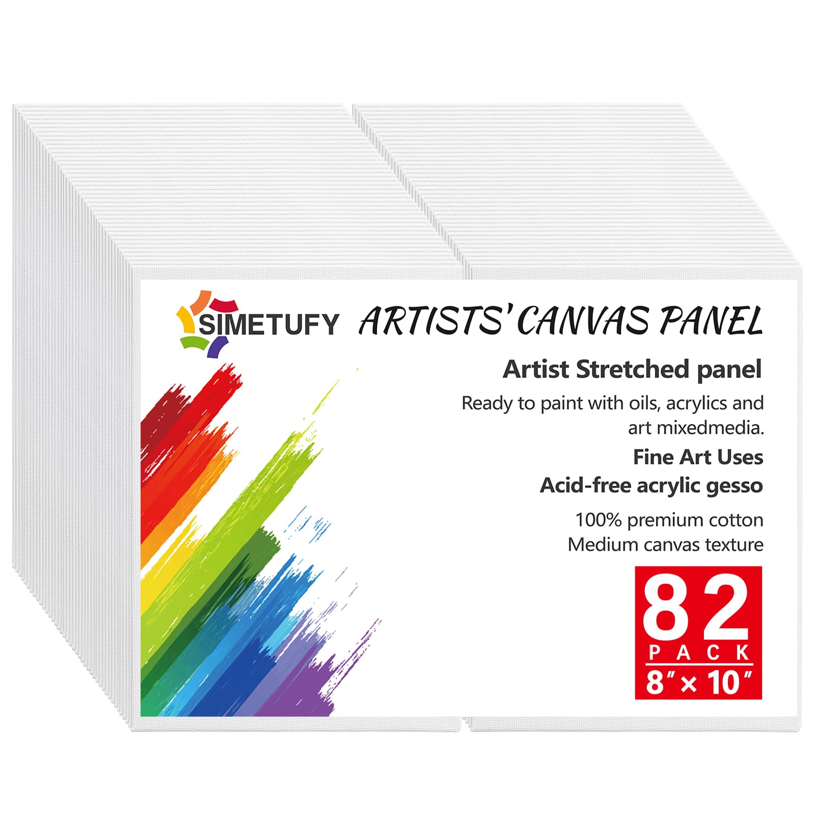 Snapklik.com : Simetufy 82 Pack 8x10 Inch Bulk Canvas Boards For ...