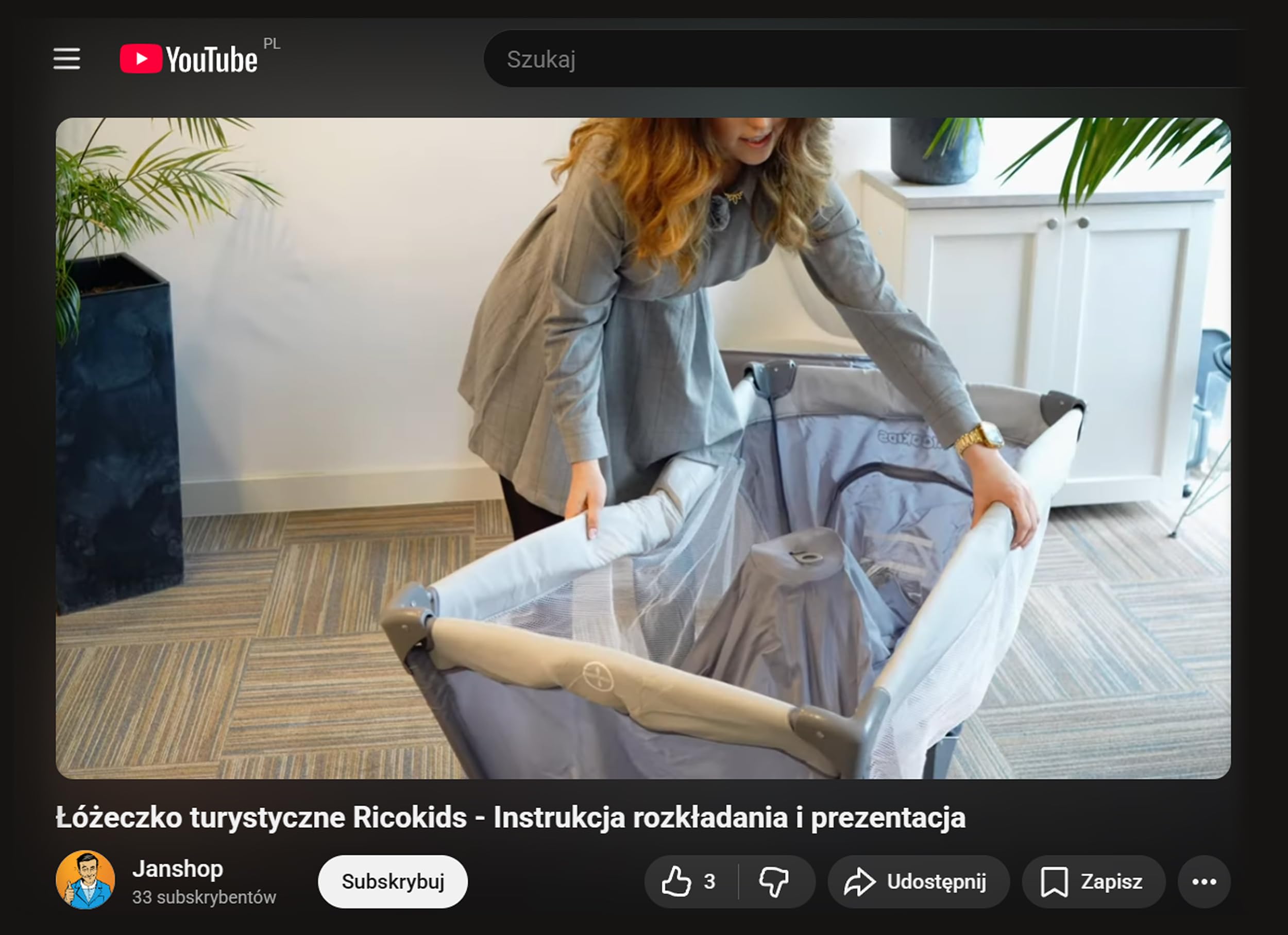 Ricokids Łóżeczko turystyczne dla niemowląt z materacem 123,5 x 65 x 76 cm do 15 kg 2 koła z hamulcami Szare