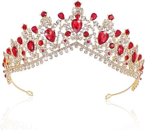 Kamirola - Corona de reina y tiara corona de princesa para mujeres y niñas, diademas de cristal para novias, disfraces góticos de Halloween para
