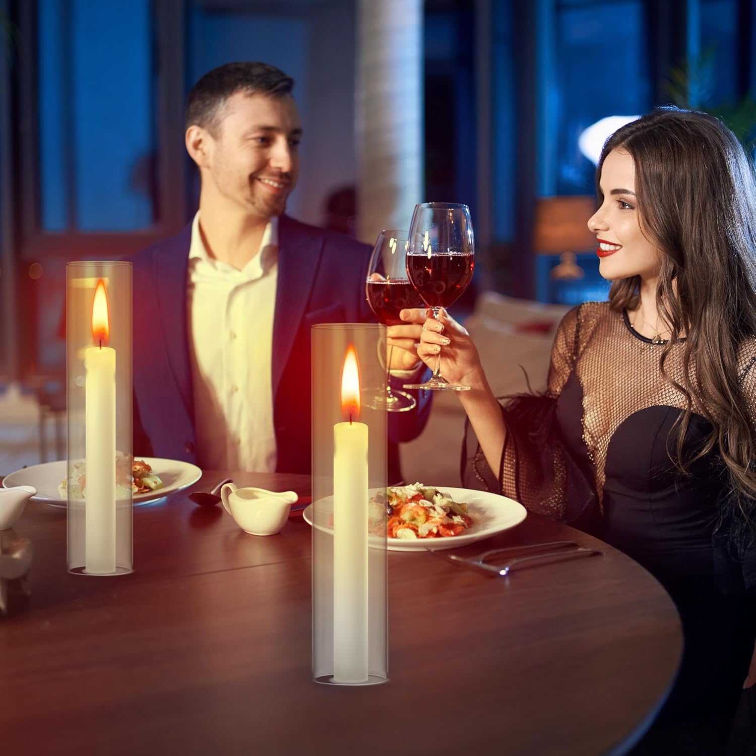 Garvee 10 Pcs 2.5 in W x 12 in H Hurricane Candle Holder Sleeve, Open-Ended Glass Chimney Cover for Candlestick Holders, Bottomless Clear Cylinder Shade Tube for Wedding Party - Image 6