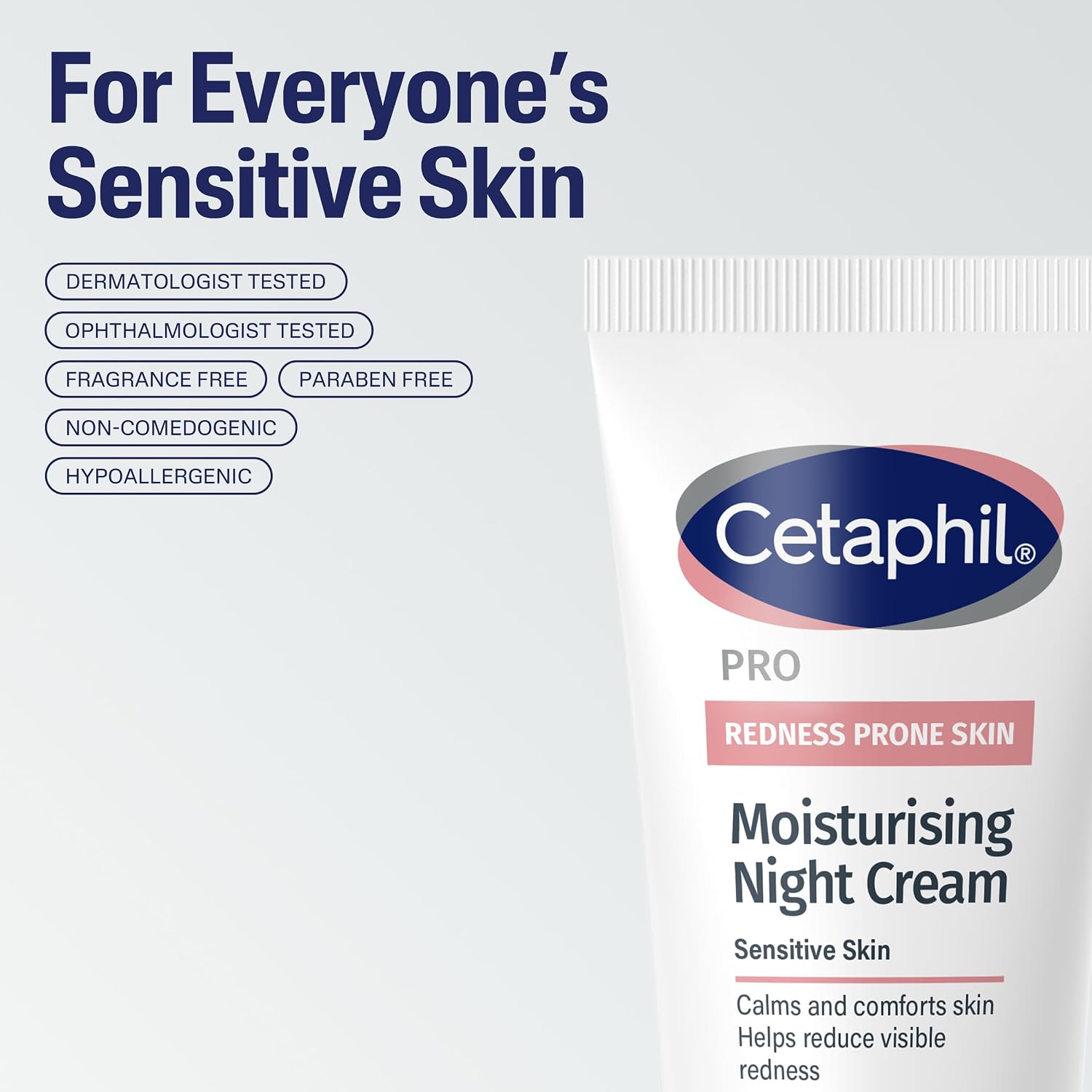 Cetaphil Night Cream, Redness Relieving Night Moisturizer for Face, 1.7 fl oz, For Dry, Redness-Prone Skin, Hypoallergenic, Fragrance Free (Pack of 12)
