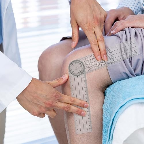 Miniatura 3 de 4 goniómetros de terapia física, goniómetro de plástico grueso de 0.079 pulgadas (0.079 in) transportador de ángulo rápido transparente, regla de