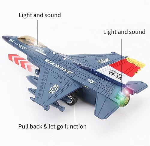Miniatura 4 de Juguetes de aleación de avión de combate con sonido, luz y tirar, regalo para niños y niñas