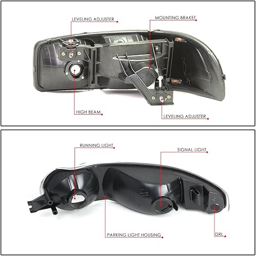 Miniatura 6 de Auto Dynasty 4 lámparas de parachoques de esquina ámbar con lente ahumada de carcasa negra, compatibles con GMC Sierra Yukon XL 1500 Denali 01-07