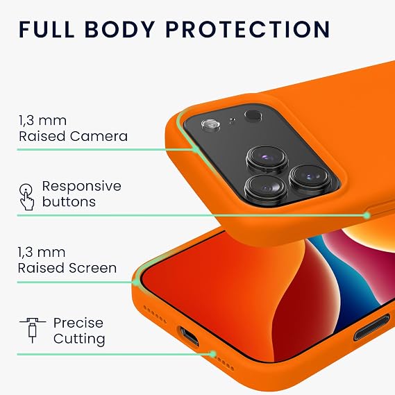 kwmobile Case for Apple iPhone 18 Pro Max/iPhone 17 Pro Max Case - Soft Cover - Shockproof Silicone - Wireless Charging Fruity Orange