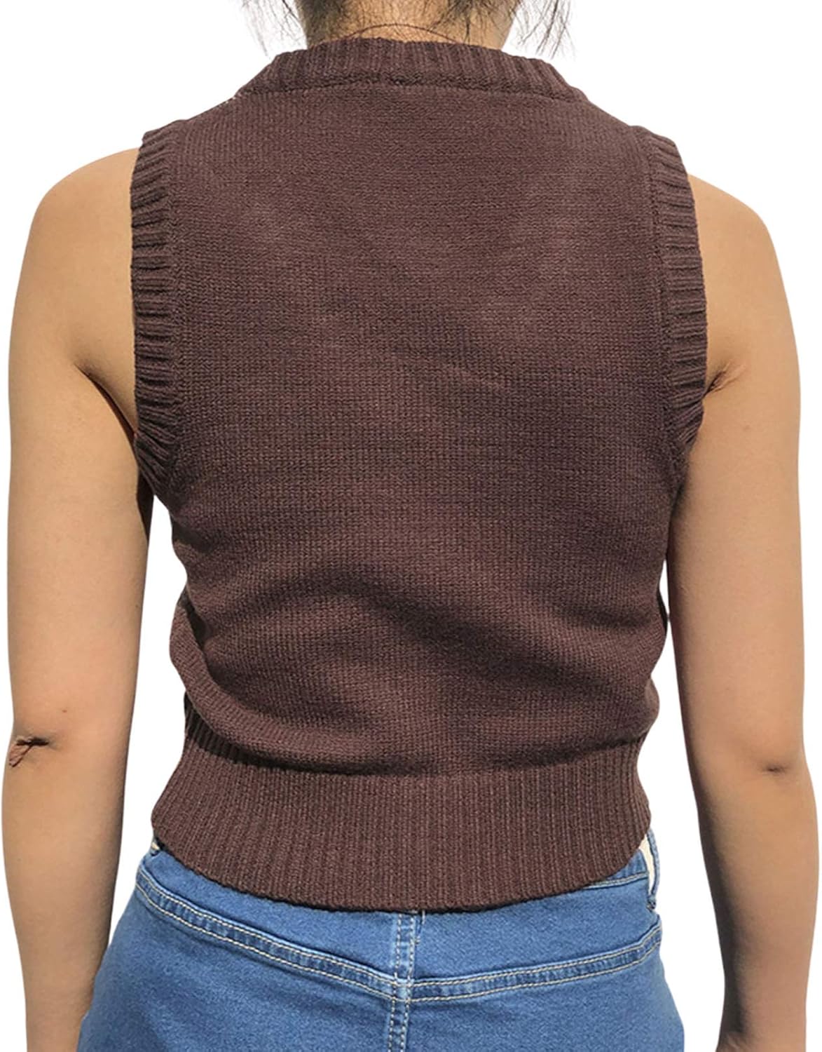 KMBANGI Women Streetwear Preppy Style Knitwear Tank Top Y2K Argyle Sweater Vest Waistcoat Clothes at  Women’s Clothing store