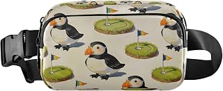 Fanny Waist Pack Puffin Golf Flag Island Running Hiking Waist Pack Zipper Belt Bags for Adult Boys Girls Birthday Gifts
