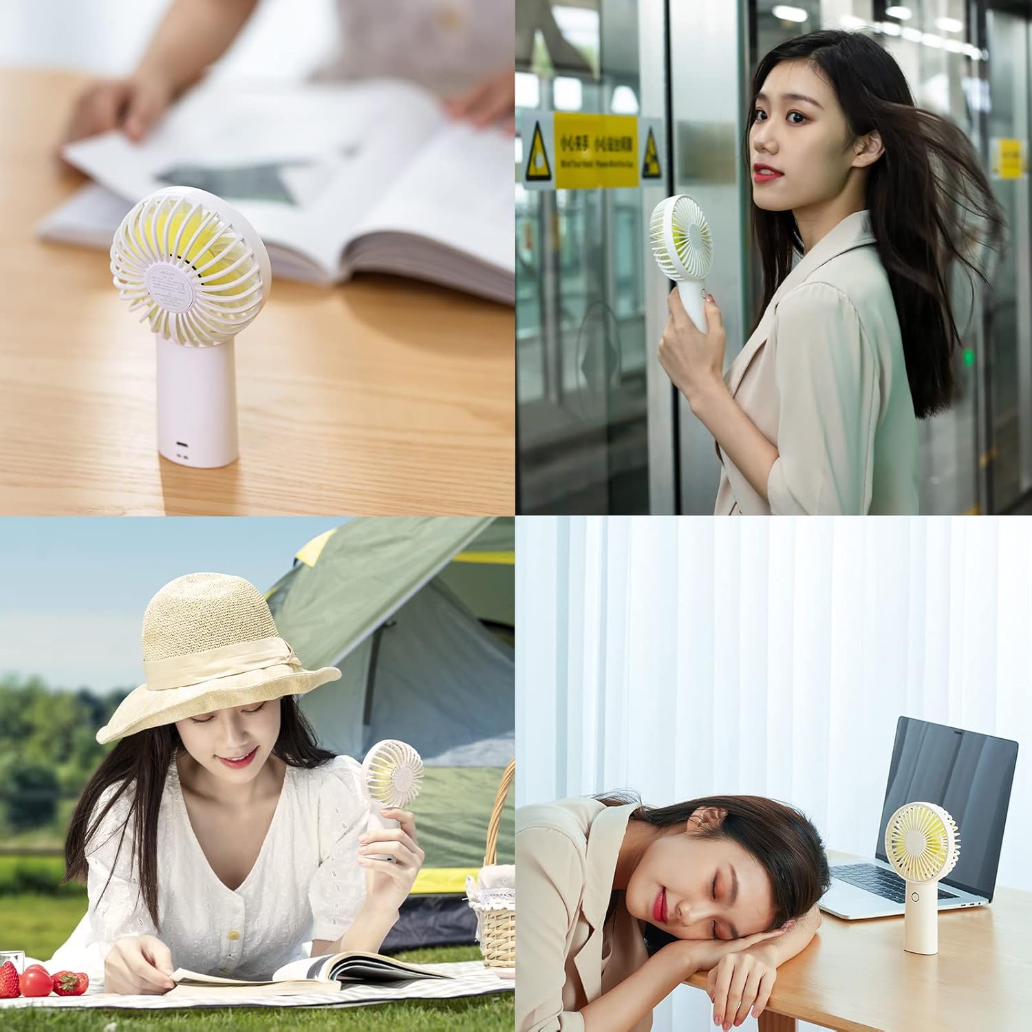 JISULIFE Handheld Fan [20H Max Cooling Time] 4000mAh USB Rechargeable, Battery Operated Portable Fan with 3 Speeds for Travel/Makeup/Office-White