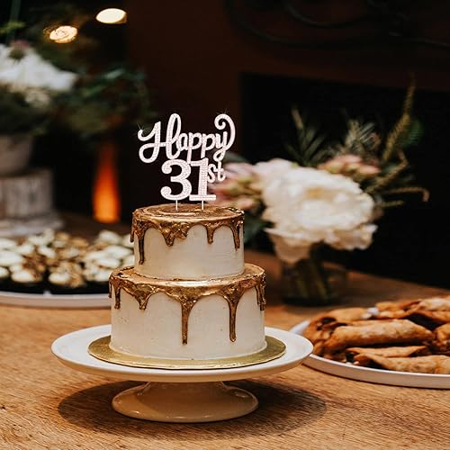 Miniatura 3 de Decoración de pastel de diamantes de imitación de oro rosa para cumpleaños número 31  31 cumpleañosaniversario, decoraciones de centros de mesa de
