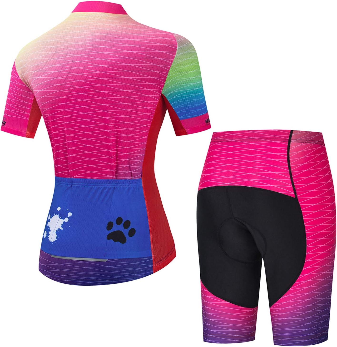 Women's Cycling Jersey Set Bike T-Shirt Reflective+5D Padded Shorts S-3XL