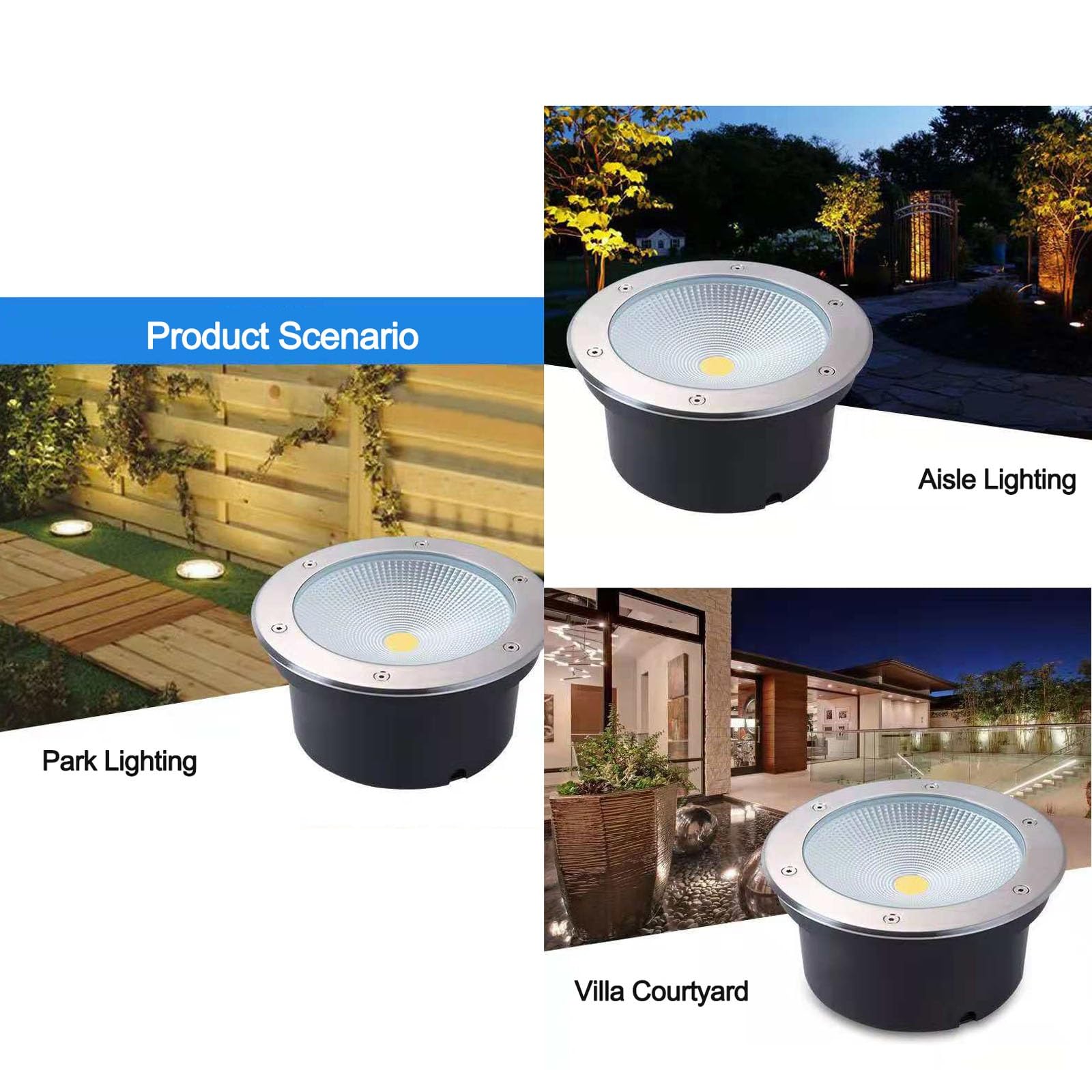 Luces LED Subterráneas - Luces De Paisaje CA 85-265 V, Foco LED, Focos Empotrados Impermeables Para Patio Exterior Con Protección IP65, Luces De Camino(White Light,24W)