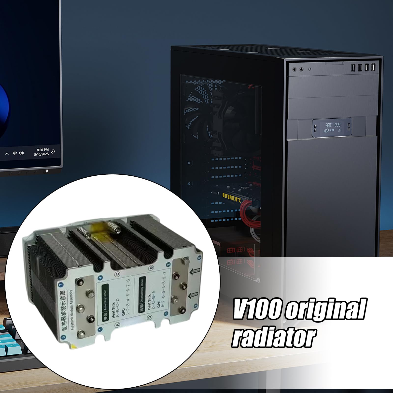 Disipador de calor industrial portátil de repuesto para ventilador de disipación de calor para V100 SXM2 GPU tarjeta gráfica ventilador disipador de calor