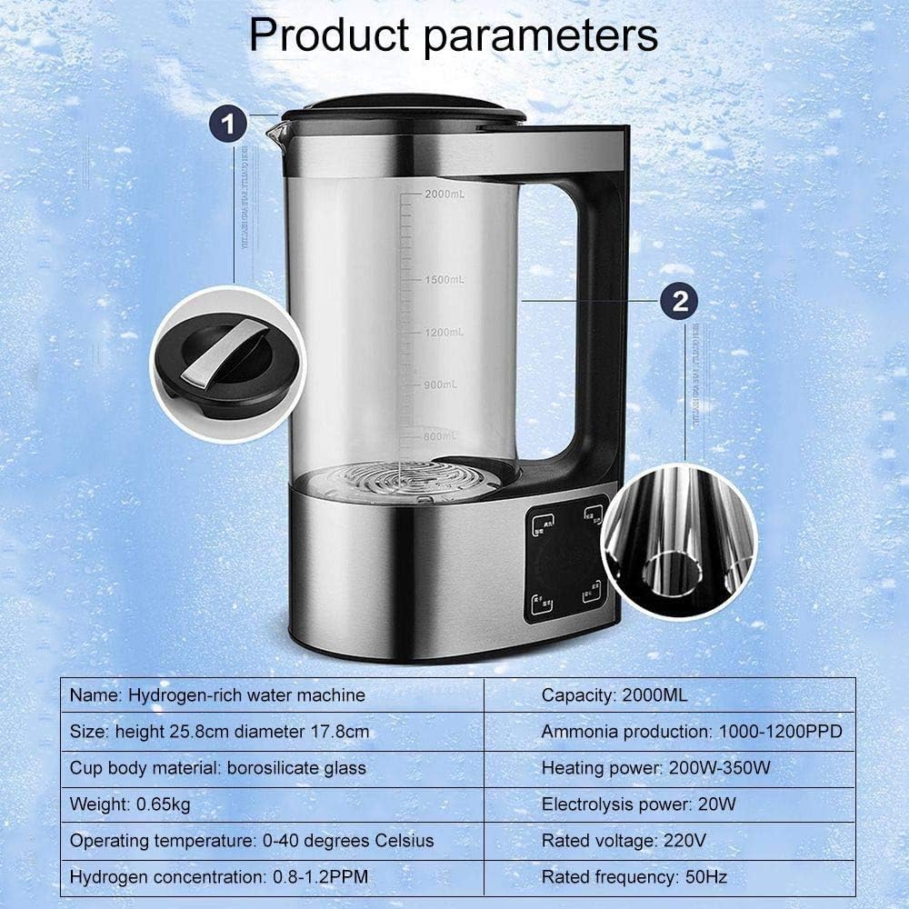 Hydrogen Rich Water Machine 2L Large Capacity Constant Temperature Heating Microelectrolysis Hydrogen Water Generator Anti Aging Antioxidant Hydrogen Water Make Health Care Cup