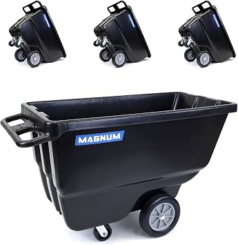 Tilt Truck, 1/2 Cu. Yd. Capacity Dump Cart with Heavy Duty 12 Wheels & 5 Casters for Handling, Transporting on Construction Jobsites, 750 lbs, Trash Cart with Wheels DUC12A-04PK 4-Pack