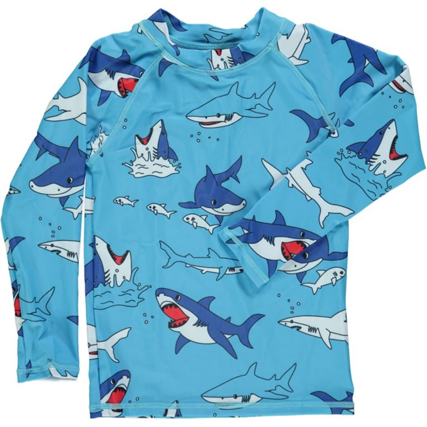 Smafolk UV-Schutz Langarmshirt Rash Guard hellblau mit Allover Print: Hai